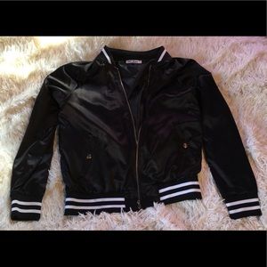 L black and white bomber jacket